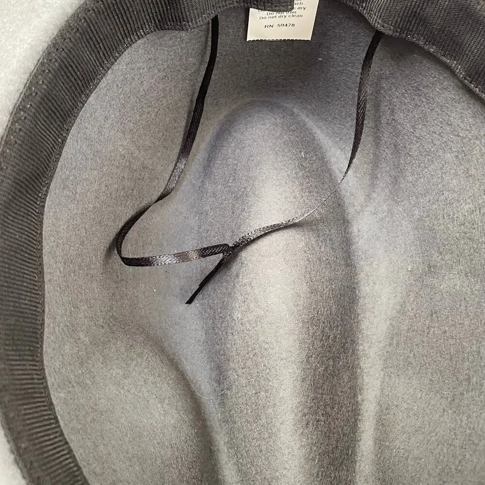 Gelso Bianco Italy Fedora Hat Gray 100% Wool NWT Chain Link Trim Made in Italy